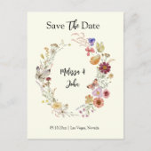 Bohemian Wildflower Floral Bewaar de datum Briefkaart (Voorkant)