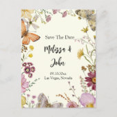 Bohemian Wildflower Floral Bewaar de datum Briefkaart (Voorkant)
