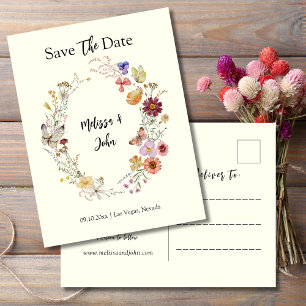 Bohemian Wildflower Floral Bewaar de datum Briefkaart
