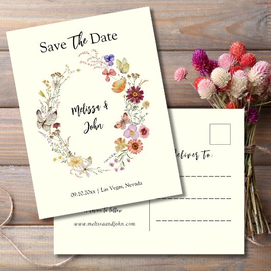 Bohemian Wildflower Floral Bewaar de datum Briefkaart