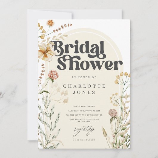 Bohemian Wildflower FotoArch Vrijgezellenfeest Kaart (Voorkant)