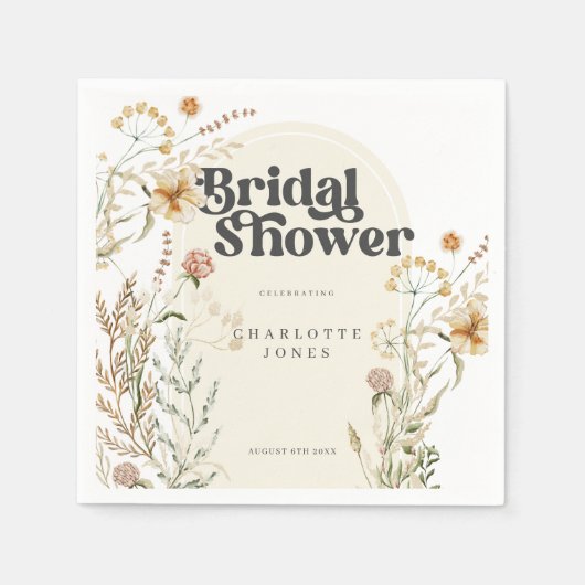 Bohemian Wildflower FotoArch Vrijgezellenfeest Servet (Voorkant)