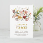 Bohemian Wildflower Garden Achtertuin Bruiloft Kaart (Staand voorkant)