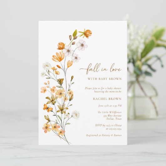 Bohemian Wildflower Herfst in liefde Baby shower Kaart (Staand voorkant)