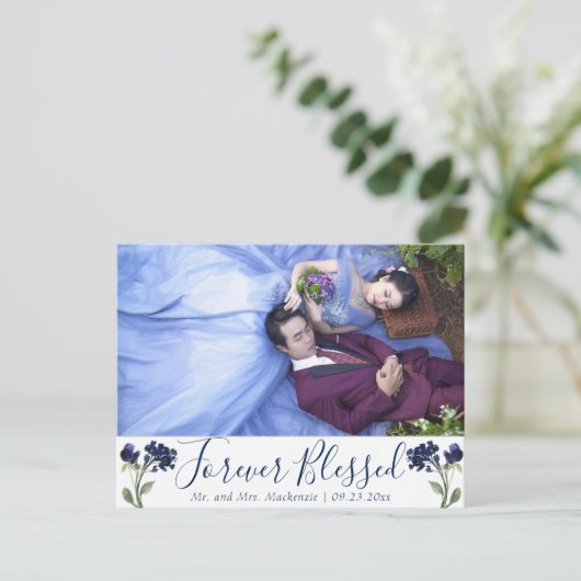 Bohemian Wildflower | Klassiek blauw forever geble Briefkaart (Staand voorkant)