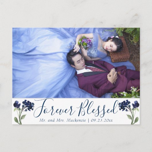 Bohemian Wildflower | Klassiek blauw forever geble Briefkaart (Voorkant)