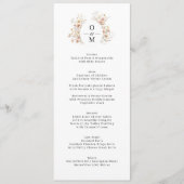 Bohemian Wildflower krans Monogram Bruiloft Menu (Voorkant)