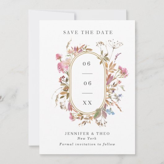 Bohemian Wildflower Pill Lijst Weddenfoto Save The Date (Voorkant)