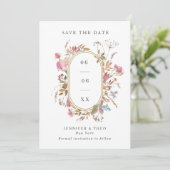 Bohemian Wildflower Pill Lijst Weddenfoto Save The Date (Staand voorkant)