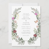Bohemian Wildflower Tuin Bruiloft Kaart (Voorkant)