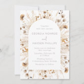 Bohemian Wildflower Waterverf Bruiloft Kaart (Voorkant)