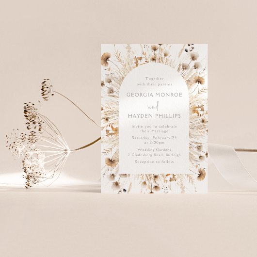 Bohemian Wildflower Waterverf Bruiloft Kaart