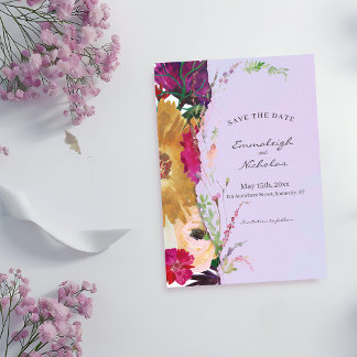 Bohemian Wildflower Waterverf Weddenschap Save The Date