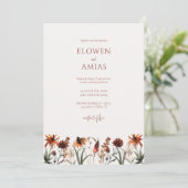 Bohemian Wildflower Wedding Invitation Kaart (Staand voorkant)