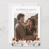 Bohemian Wildflower Wedding Invitation Kaart (Achterkant)