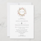 Bohemian Wildflower Wreater Monogram Wedding Kaart (Voorkant)
