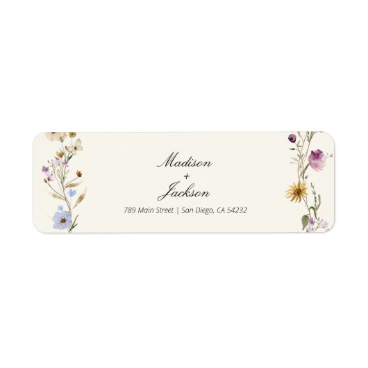 Bohemian Wildflowers Wedding Retouradres Etiket (Voorkant)