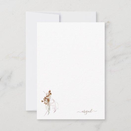 Bohemian Wispy Floral Aangepaste Naam Blank Bedankkaart (Voorkant)