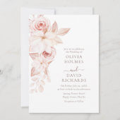 Bohemian Wit en Roze Rozen Bruiloft uitnodiging (Voorkant)