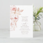 Bohemian Wit en Roze Rozen Bruiloft uitnodiging (Staand voorkant)