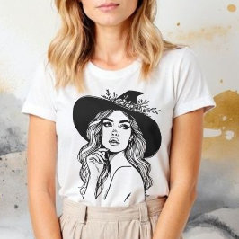 Bohemian Witch Line Art Spooky Seizoen Halloween T-shirt