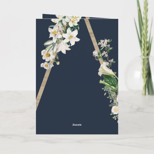 Bohemian Wood Bloemen Blauw Bruiloft Order of Serv Programma (Achterkant)