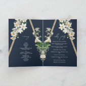 Bohemian Wood Bloemen Blauw Bruiloft Order of Serv Programma (Binnen)