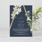 Bohemian Wood Florals Blauwe trouwroute Programmakaart (Staand voorkant)