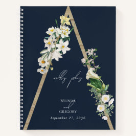 Bohemian Wood Pyramid Florals Blauwe Bruiloft Plan Notitieboek