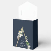 Bohemian Wood Pyramid Wit Bloemen Blauw Bruiloft Bedankdoosjes (Geopend)