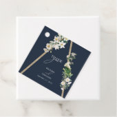 Bohemian Wood Pyramid Wit Bloemen Blauw Bruiloft Bedankjes Labels (In situ)