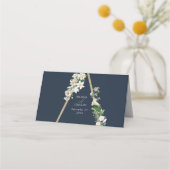 Bohemian Wood Pyramid Wit Bloemen Blauw Bruiloft Plaatskaartje (Achterkant)