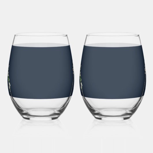 Bohemian Wood Pyramid Wit Bloemen Blauw Bruiloft Wijnglas Zonder Voet (Links)