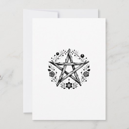 Bohemian Wood Twig Pentacle Wedding Kaart (Achterkant)