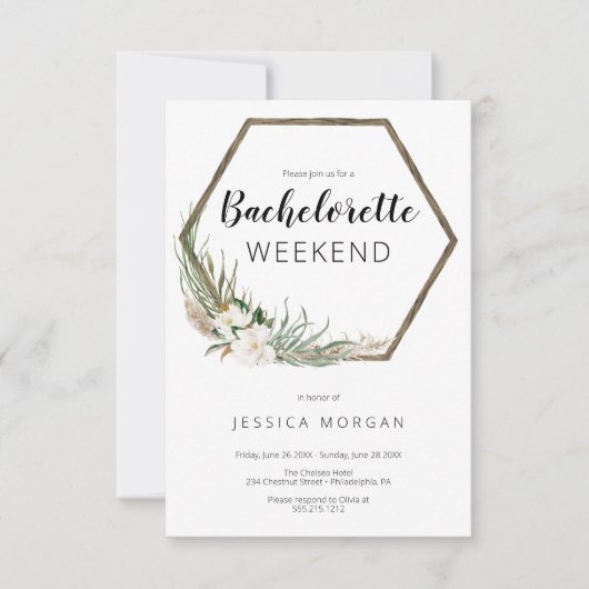 Bohemian Wreath Bachelorette Party Uitnodigen Kaar Kaart (Voorkant)