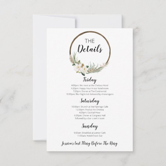 Bohemian Wreath Bachelorette Party Uitnodigen Kaar Kaart (Achterkant)