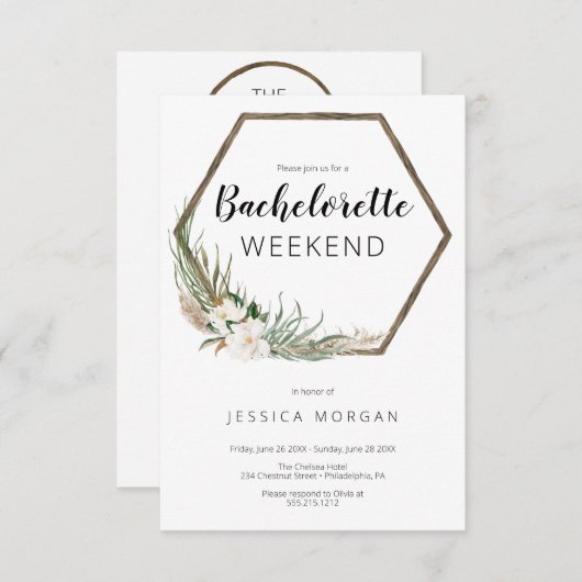 Bohemian Wreath Bachelorette Party Uitnodigen Kaar Kaart (Voorkant / Achterkant)