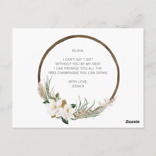 Bohemian Wreath Bridesmaid proposal Kaart (Achterkant)