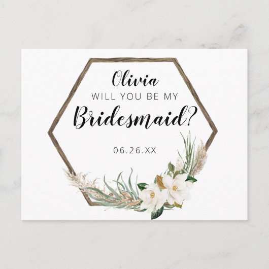 Bohemian Wreath Bridesmaid proposal Kaart (Voorkant)