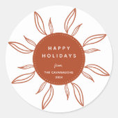 Bohemian Wreath Holiday Ronde Sticker (Voorkant)