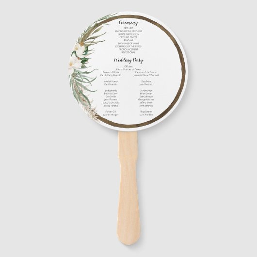 Bohemian Wreath Wedding Fan Programma Handwaaier (Achterkant)