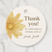 Bohemian Yellow Daisy Floral 1e verjaardag Bedankjes Labels (Voorkant)