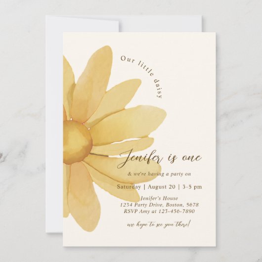 Bohemian Yellow Daisy Floral 1e verjaardag Kaart (Voorkant)