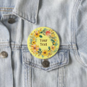 Bohemian Yellow Flower Wreath Lapel Ornament Ronde Button 7,6 Cm (In situ)