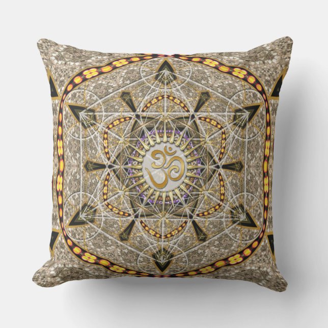 Bohemian Yoga Gold om Geometry Art Big Cushion Buitenkussen (Voorkant)