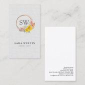 Bohemian Zonnebloemen Monogram Consultant Visitekaartje (Voorkant / Achterkant)
