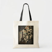 Bohemian zwart bloemenkant Paris Eiffeltoren Tote Bag (Voorkant)