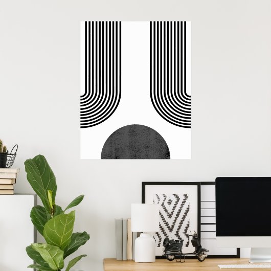 Bohemian Zwart-wit Abstracte kunst aan de muur Poster (Thuiskantoor)