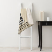 Bohemian Zwart & Wit Tribal Olifant Sherpa Deken (In situ)