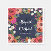 Bohemibloemen - Navy Blue Wedding Servet (Voorkant)